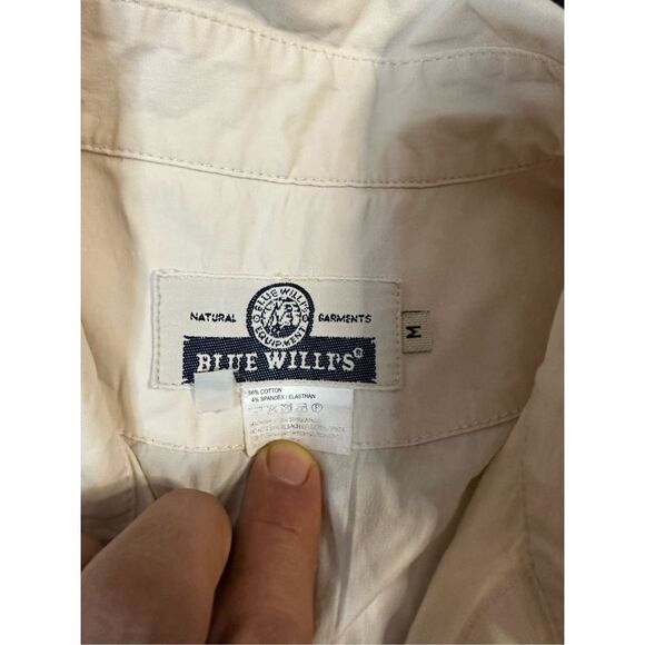 Vintage 70s Blue Willi’s Button Down Pearl Button White Collar Longsleeve Sz Med - Picture 3 of 11